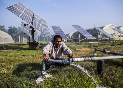 Solar-powered groundwater pump in Haryana, India